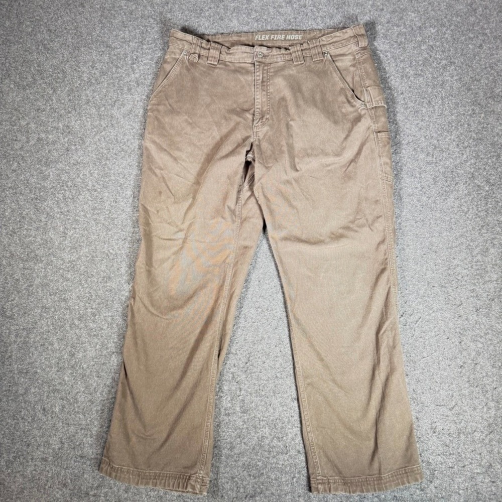 Duluth Trading Co Flex Fire Hose Relaxed Fit Work Pants Mens 42x32 Brown Utility